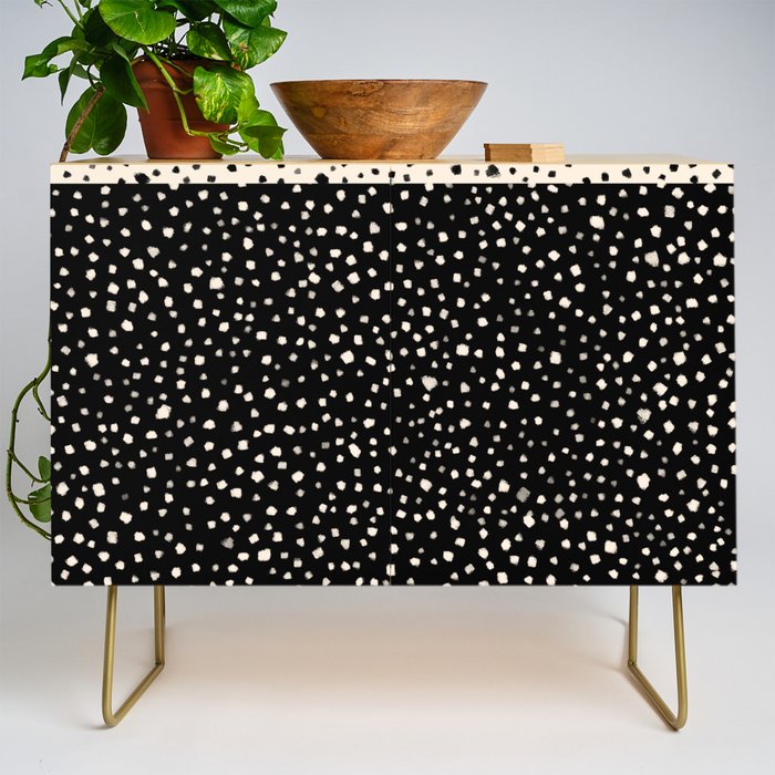 Two-Tone Painted Smudge Dots Pattern in Black and Almond Cream Credenza Gallery Image 1