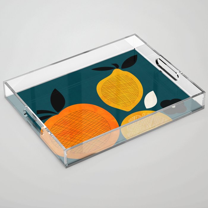 Retro Fruits minimal 2 Acrylic Tray Gallery Image 1