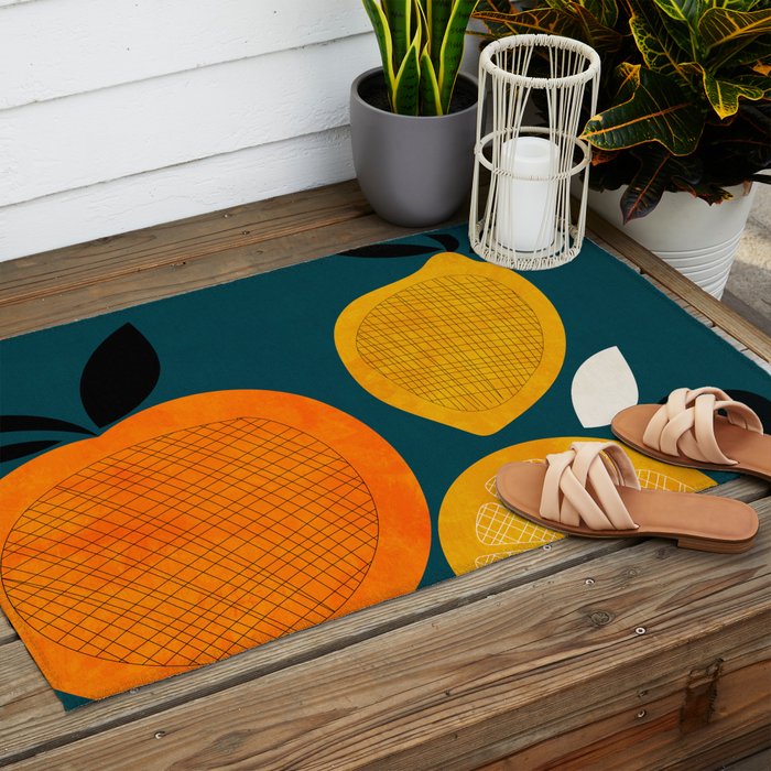 Retro Fruits minimal 2 Outdoor Rug Gallery Image 2