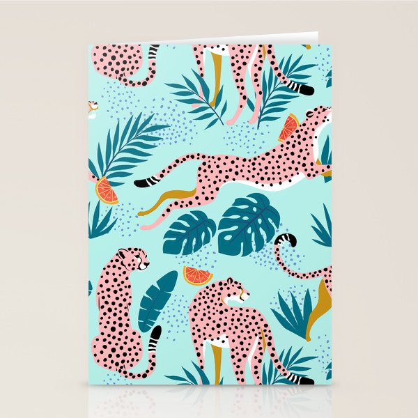 Cheetahs In The Grapefruit Grove, Tropical Jungle bohemian Wildlife, Tiger Wild Cat Nature Forest Stationery Card Gallery Image 2
