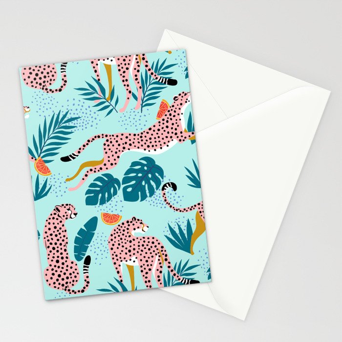 Cheetahs In The Grapefruit Grove, Tropical Jungle bohemian Wildlife, Tiger Wild Cat Nature Forest Stationery Card Gallery Image 2