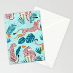 Cheetahs In The Grapefruit Grove, Tropical Jungle bohemian Wildlife, Tiger Wild Cat Nature Forest Stationery Card Gallery Image 2