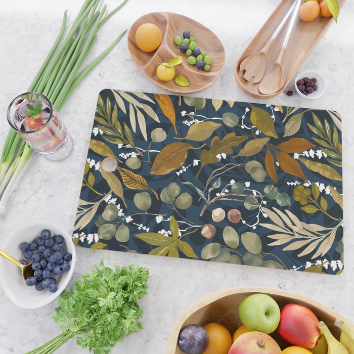 Fall leafy nature dark A Cutting Board Gallery Image 2