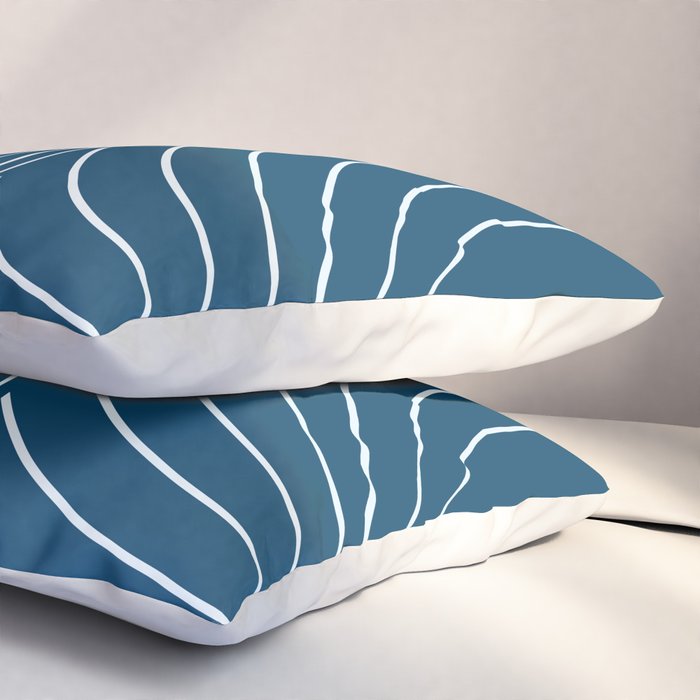 Geometric Lines in night Blue 16 (Rainbow Abstract) Pillow Sham Gallery Image 3
