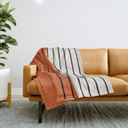 Minimalist Burnt Orange Black Vertical Lines Throw Blanket Gallery Image 1