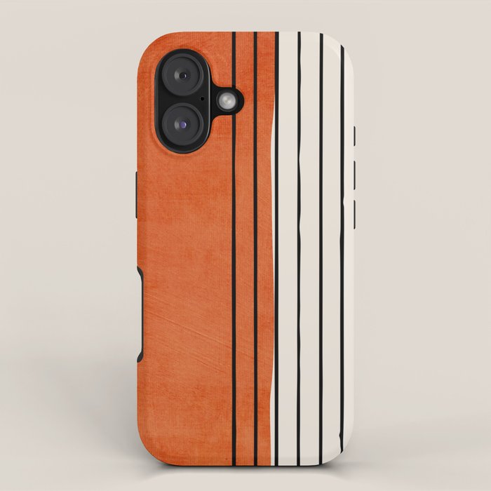Minimalist Burnt Orange Black Vertical Lines iPhone Case Gallery Image 1
