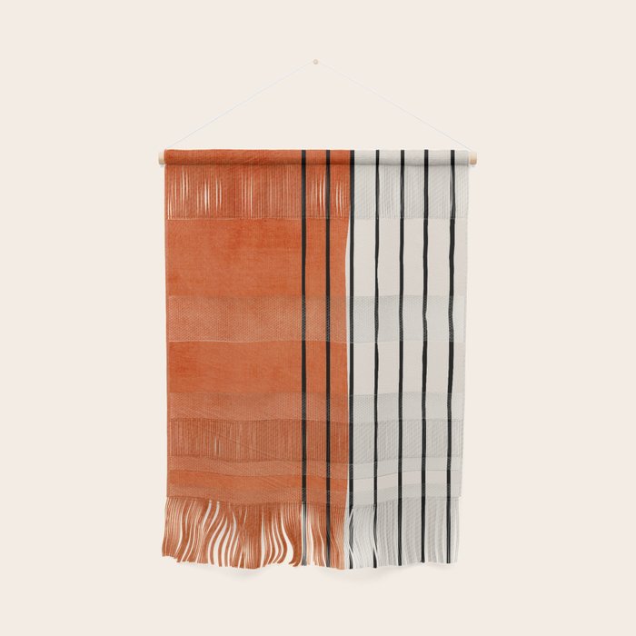 Minimalist Burnt Orange Black Vertical Lines Wall Hanging Gallery Image 1