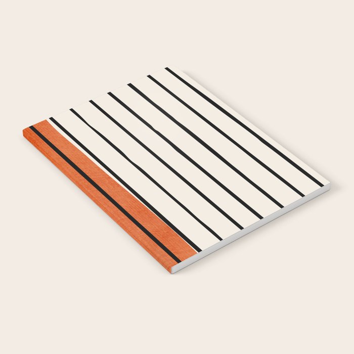 Minimalist Burnt Orange Black Vertical Lines Notebook Gallery Image 1