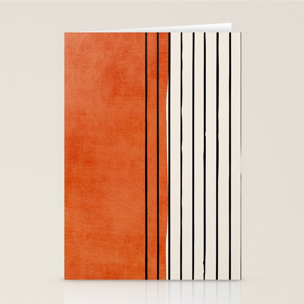 Minimalist Burnt Orange Black Vertical Lines Stationery Card Gallery Image 2
