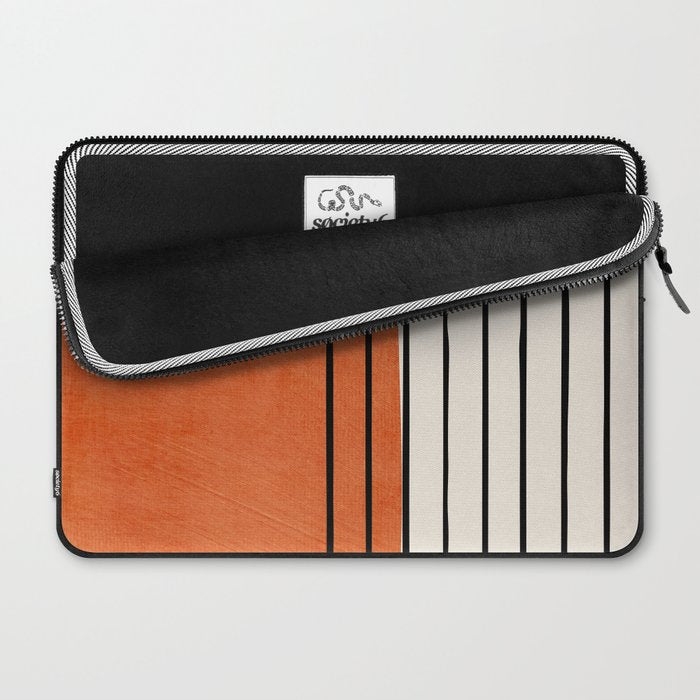 Minimalist Burnt Orange Black Vertical Lines Laptop Sleeve Gallery Image 2