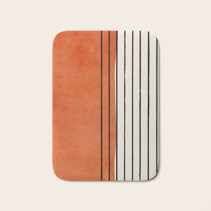 Minimalist Burnt Orange Black Vertical Lines Bath Mat Gallery Image 1
