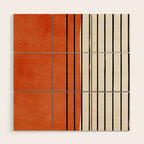 Minimalist Burnt Orange Black Vertical Lines Wood Wall Art Gallery Image 1