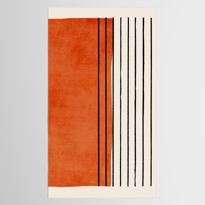 Minimalist Burnt Orange Black Vertical Lines Tablecloth Gallery Image 2