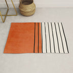 Minimalist Burnt Orange Black Vertical Lines Rug Gallery Image 1