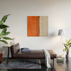 Minimalist Burnt Orange Black Vertical Lines Wood Wall Art Gallery Image 2