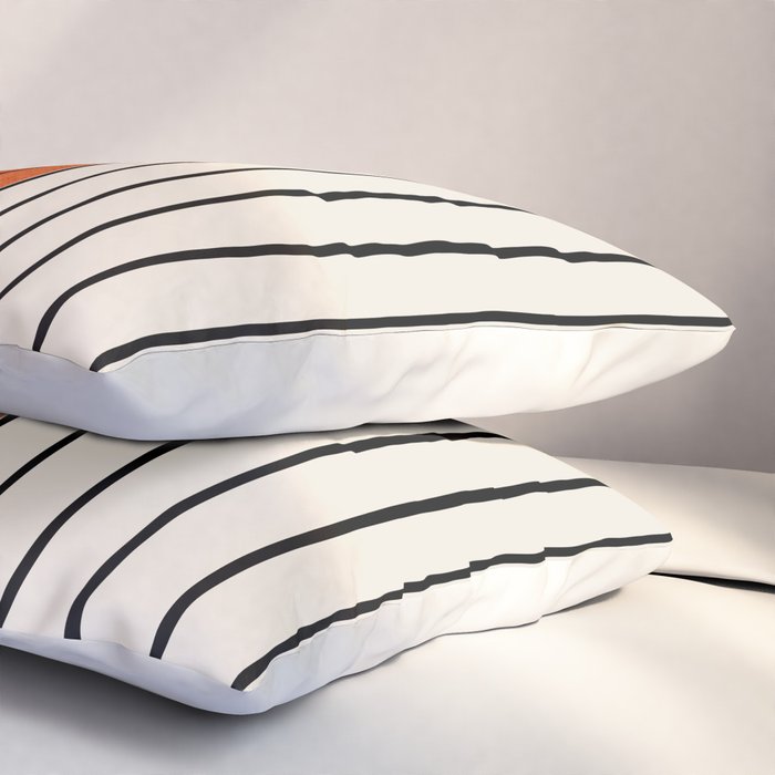 Minimalist Burnt Orange Black Vertical Lines Pillow Sham Gallery Image 3