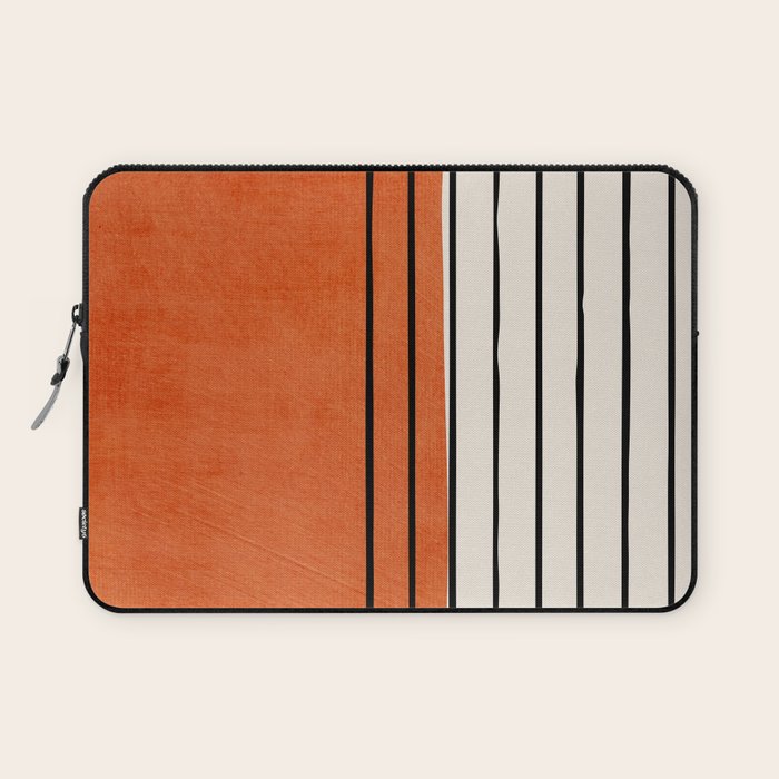 Minimalist Burnt Orange Black Vertical Lines Laptop Sleeve Gallery Image 1