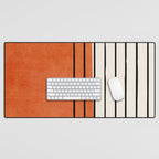 Minimalist Burnt Orange Black Vertical Lines Desk Mat Gallery Image 1