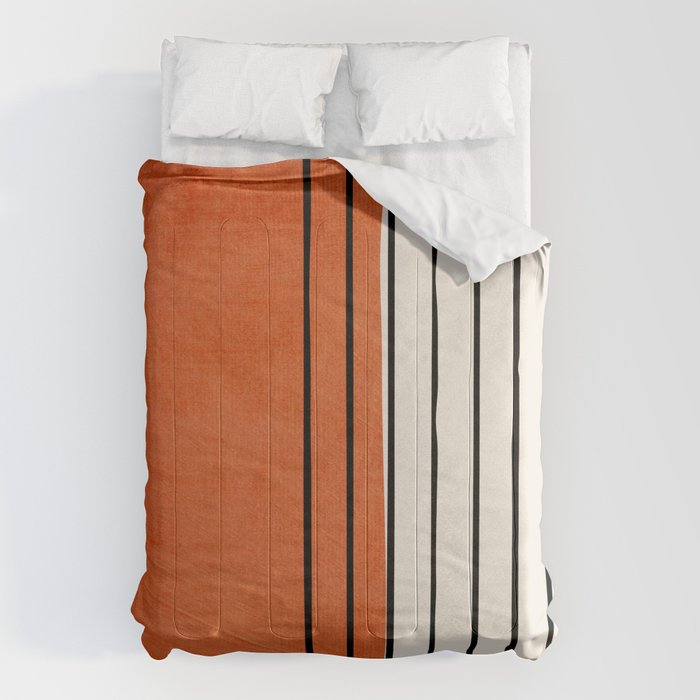 Minimalist Burnt Orange Black Vertical Lines Comforter Gallery Image 6
