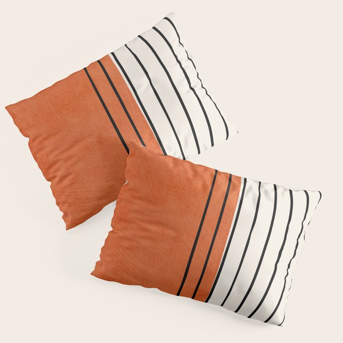 Minimalist Burnt Orange Black Vertical Lines Pillow Sham Gallery Image 3