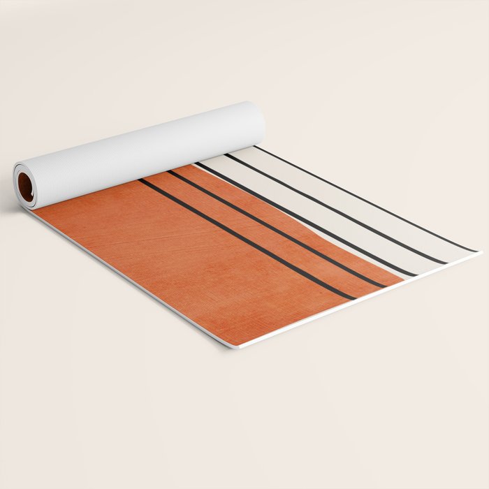 Minimalist Burnt Orange Black Vertical Lines Yoga Mat Gallery Image 2