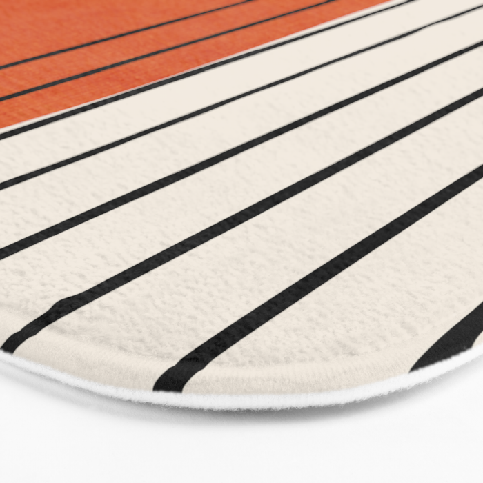 Minimalist Burnt Orange Black Vertical Lines Bath Mat Gallery Image 3