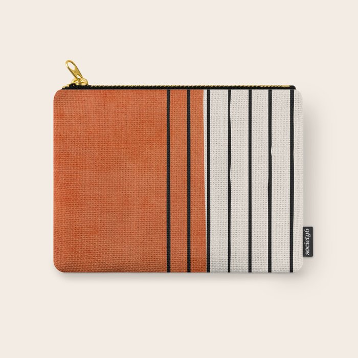 Minimalist Burnt Orange Black Vertical Lines Carry All Pouch Gallery Image 1