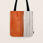 Minimalist Burnt Orange Black Vertical Lines Tote Bag Gallery Image 1