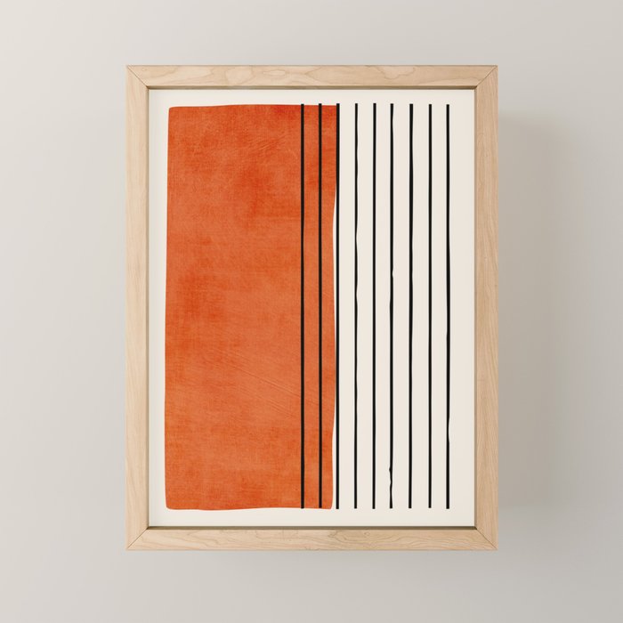 Minimalist Burnt Orange Black Vertical Lines Mini Art Print Gallery Image 1
