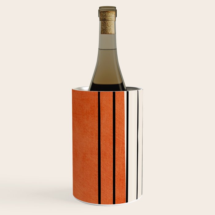 Minimalist Burnt Orange Black Vertical Lines Wine Chiller Gallery Image 1