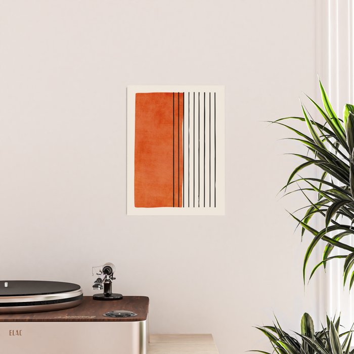 Minimalist Burnt Orange Black Vertical Lines Poster Gallery Image 2