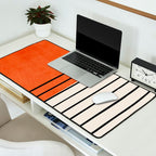 Minimalist Burnt Orange Black Vertical Lines Desk Mat Gallery Image 2