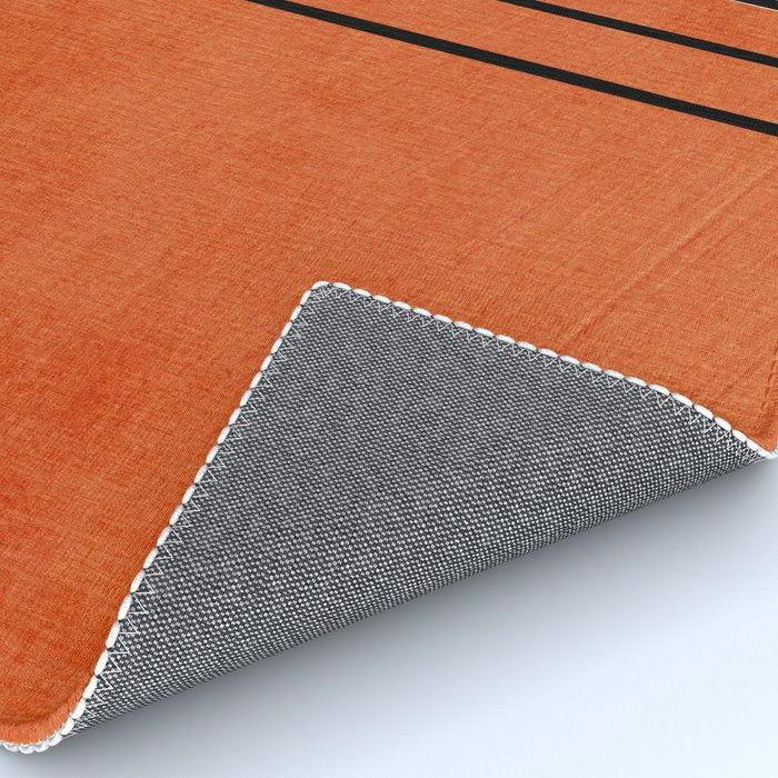 Minimalist Burnt Orange Black Vertical Lines Rug Gallery Image 4
