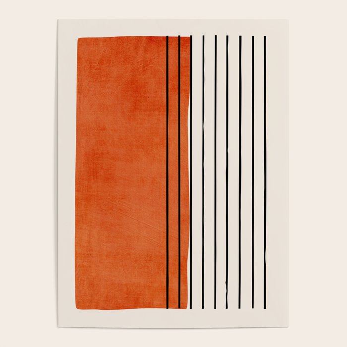 Minimalist Burnt Orange Black Vertical Lines Poster Gallery Image 4