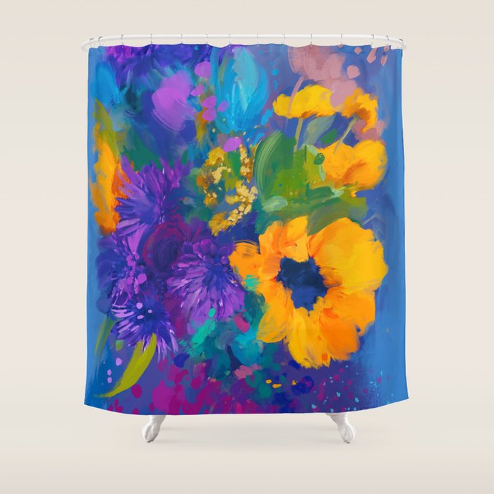Bouquet In Blue Shower Curtain Gallery Image 1