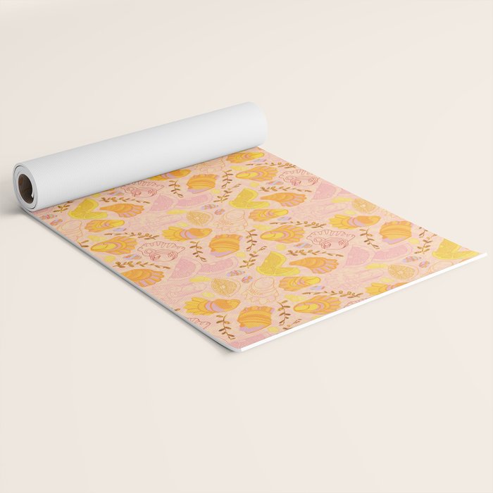 Coastal Oysters on the Beach in Lemon Orange & Peach Yoga Mat Gallery Image 2