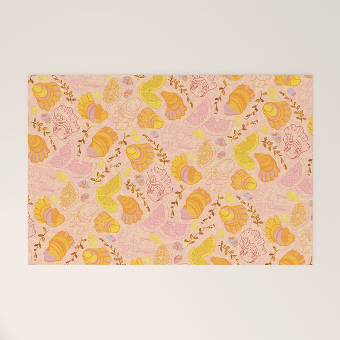 Coastal Oysters on the Beach in Lemon Orange & Peach Welcome Mat Gallery Image 1