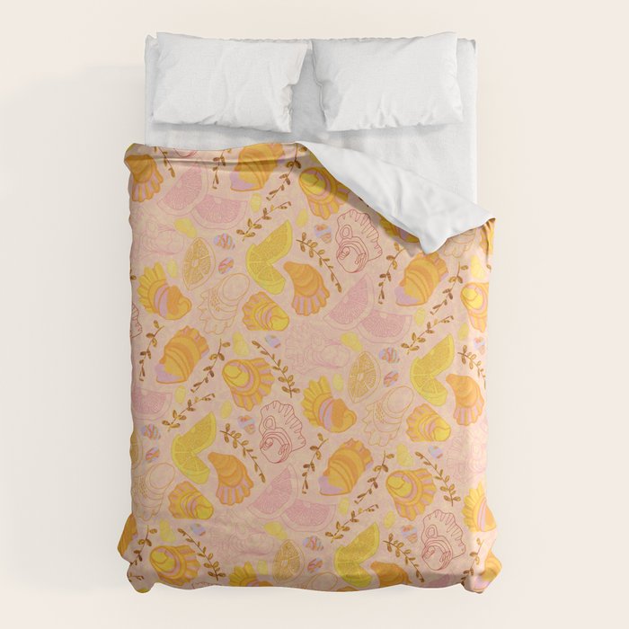 Coastal Oysters on the Beach in Lemon Orange & Peach Duvet Cover Gallery Image 6