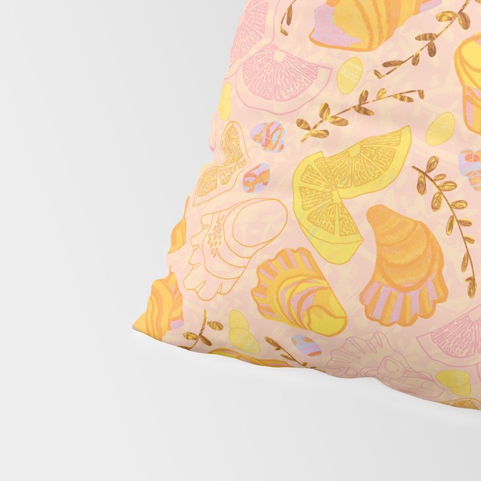 Coastal Oysters on the Beach in Lemon Orange & Peach Pillow Sham Gallery Image 4