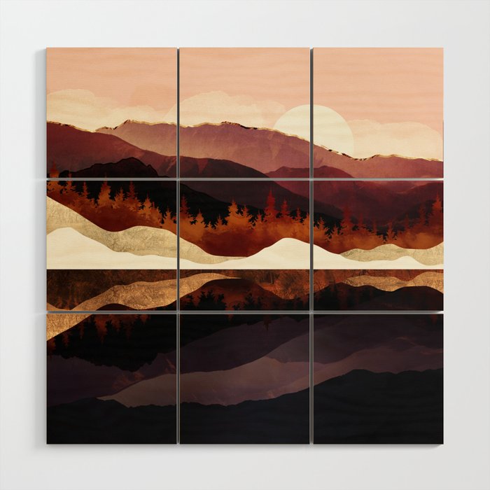 Rose Mountain Reflection Wood Wall Art Gallery Image 1