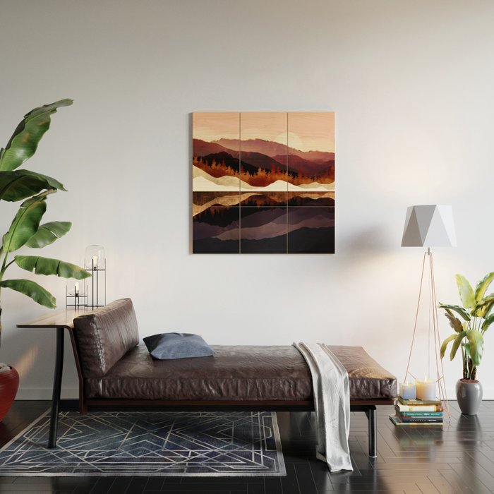 Rose Mountain Reflection Wood Wall Art Gallery Image 2