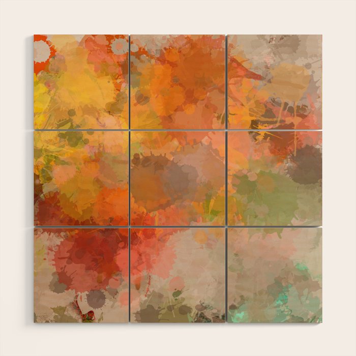 Modern contemporary Yellow Orange Abstract Wood Wall Art Gallery Image 1