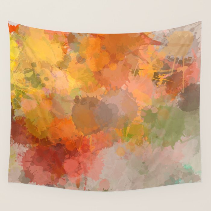 Modern contemporary Yellow Orange Abstract Wall Tapestry Gallery Image 4