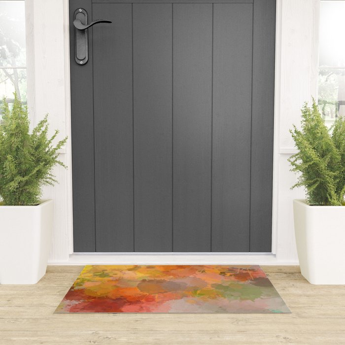 Modern contemporary Yellow Orange Abstract Welcome Mat Gallery Image 3