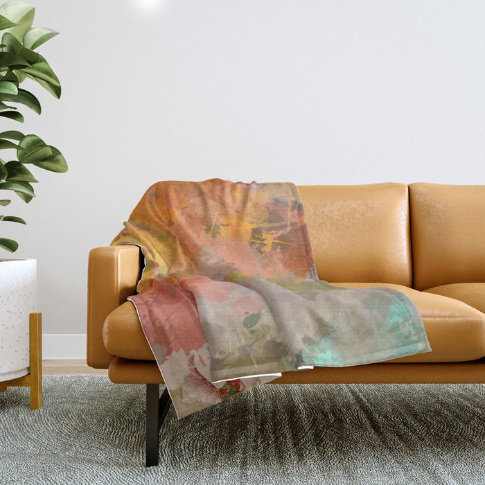 Modern contemporary Yellow Orange Abstract Throw Blanket Gallery Image 1