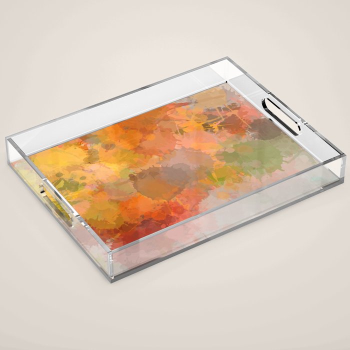 Modern contemporary Yellow Orange Abstract Acrylic Tray Gallery Image 1