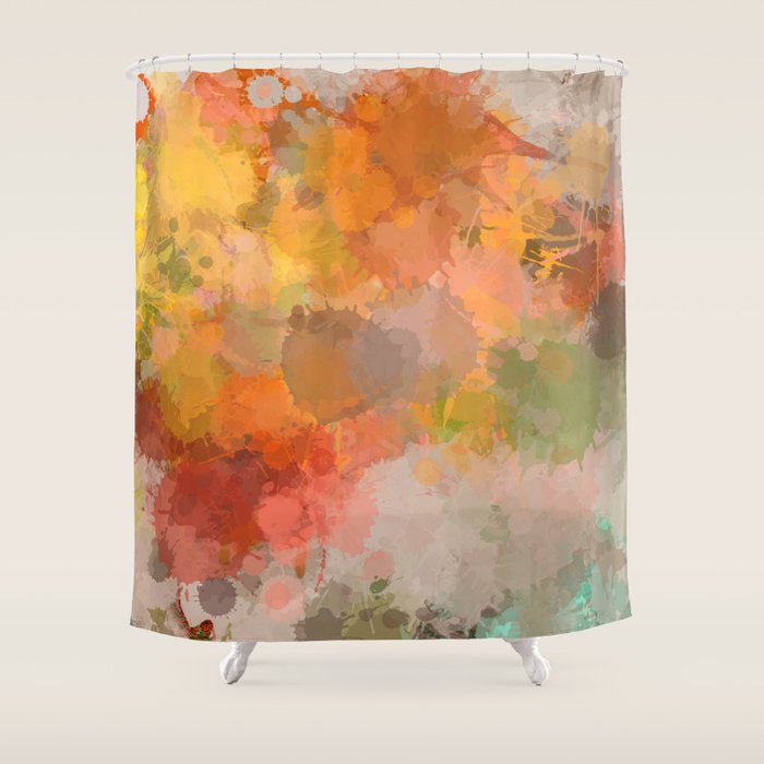 Modern contemporary Yellow Orange Abstract Shower Curtain Gallery Image 1
