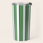 Preppy Green White Stripe Travel Mug Gallery Image 2