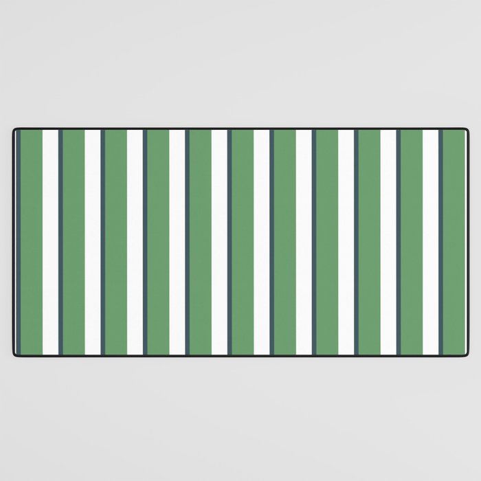 Preppy Green White Stripe Desk Mat Gallery Image 3