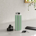 Preppy Green White Stripe Water Bottle Gallery Image 4